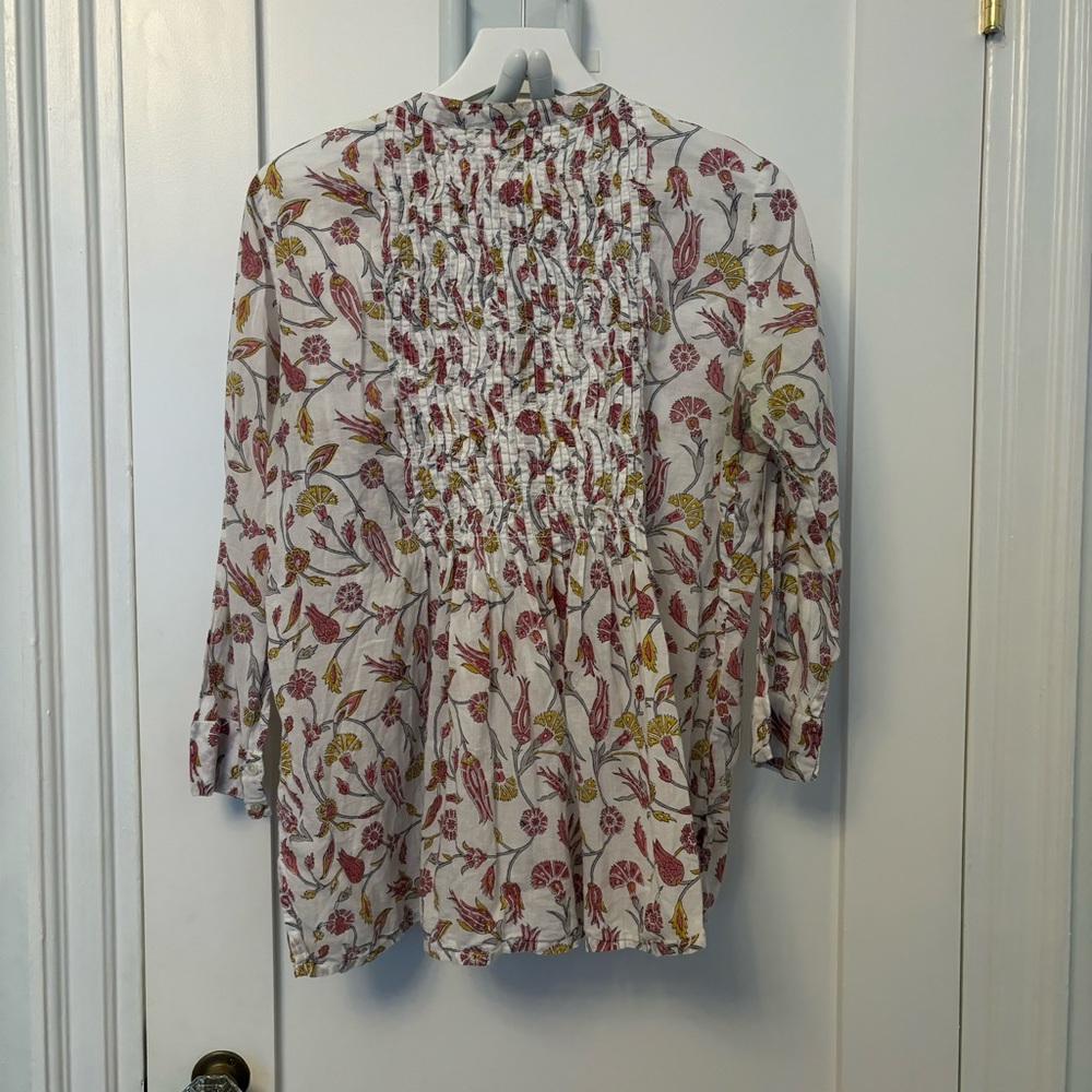 Roberta Roller Rabbit Floral Pintuck Long Sleeve Tunic Top - Picture 13 of 16